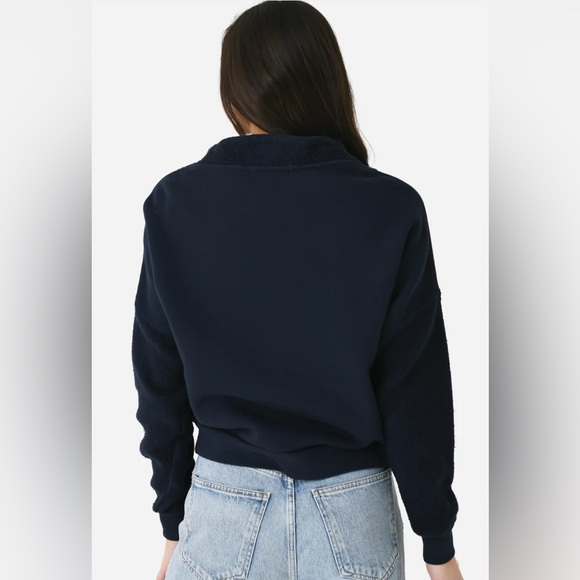 PERFECT WHITE TEE Women's Tyra Black Zip Pullover Sweatshirt Jacket Preppy Small - Picture 2 of 10